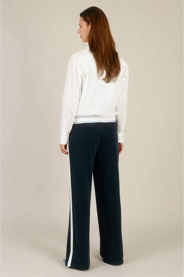Yest wide leg high waist gestreepte casual broek marineblauw - Foto 2