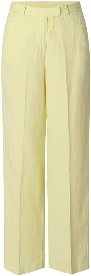 Yest wide leg regular waist broek met linnen lichtgeel