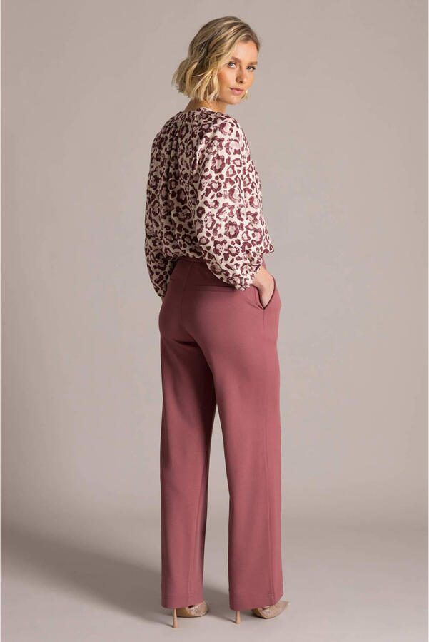 Yest wide leg regular waist broek oudroze - Foto 2