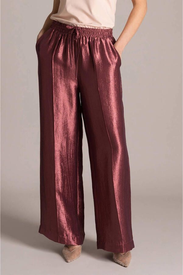 Yest wide leg regular waist broek roodbruin