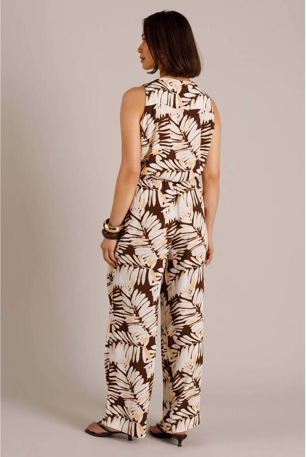 Yest wide leg regular waist gebloemde broek bruin - Foto 2