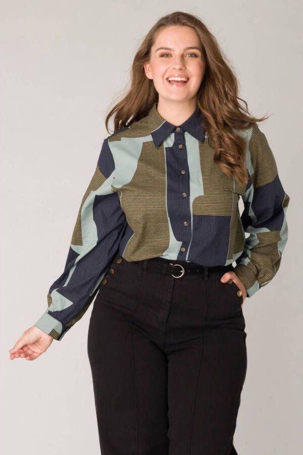 Yesta blouse met all over print army multi-color