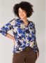 Yesta blousetop met all over print donkerblauw zand - Thumbnail 1