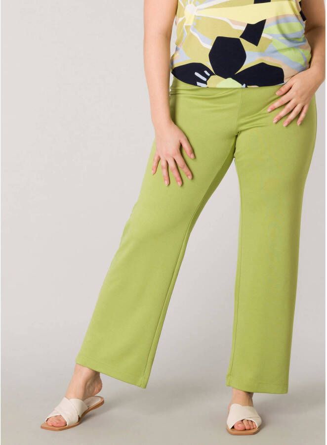 Yesta high waist straight fit broek van jersey groen