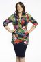 YOEK top DOLCE van travelstof donkerblauw groen rood - Thumbnail 1