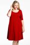Yoek A-lijn jurk COTTON rood - Thumbnail 1
