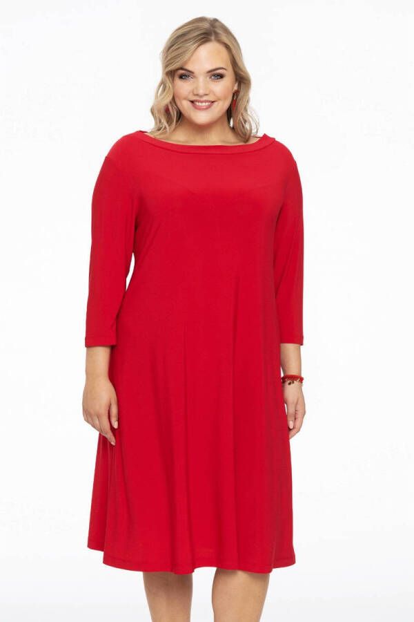 Yoek A-lijn jurk DOLCE van travelstof rood