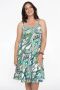 Yoek A-lijn jurk DOLCE van travelstof met paisleyprint groen wit - Thumbnail 1