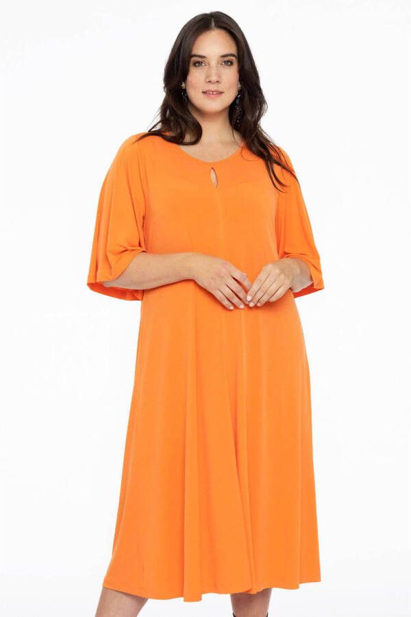 Yoek A-lijn jurk DOLCE van travelstof oranje