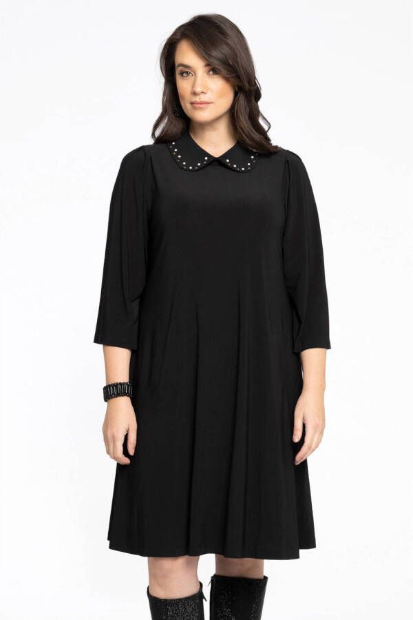 Yoek A-lijn jurk DOLCE van travelstof zwart