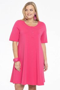 Yoek A-lijn jurk met biologisch katoen roze