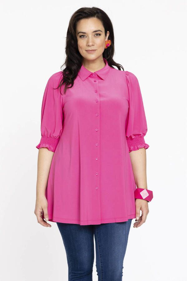 Yoek blouse DOLCE van travelstof roze