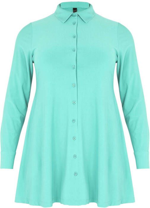 Yoek blouse DOLCE van travelstof turquoise
