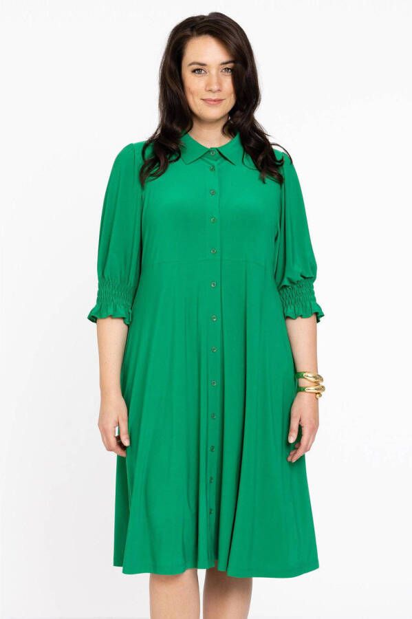 YOEK blousejurk DOLCE van travelstof groen