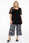 Yoek cropped straight fit culotte met dierenprint zwart wit - Thumbnail 1