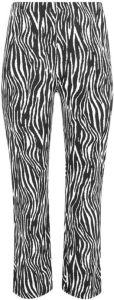 Yoek high waist straight fit tregging ZEBRA van travelstof met zebraprint zwart wit