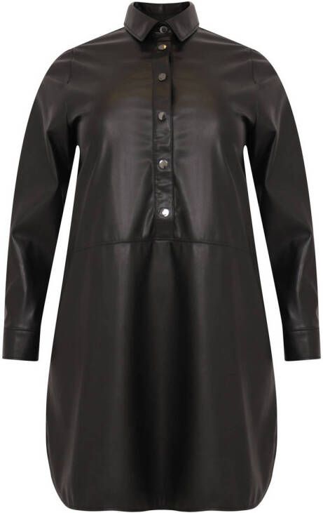YOEK imitatieleren jurk FAUX LEATHER zwart