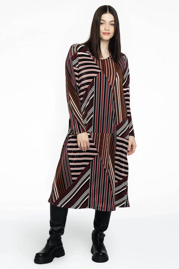 Yoek jurk met all over print donkerrood zwart