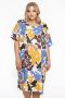 YOEK jurk met all over print ecru geel blauw bruin - Thumbnail 1