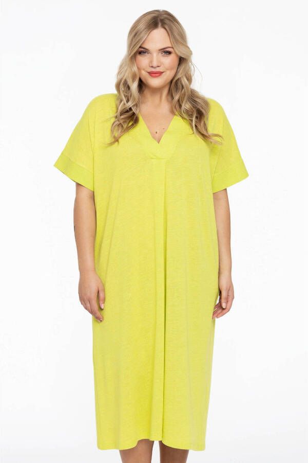 YOEK jurk met all over print limegroen