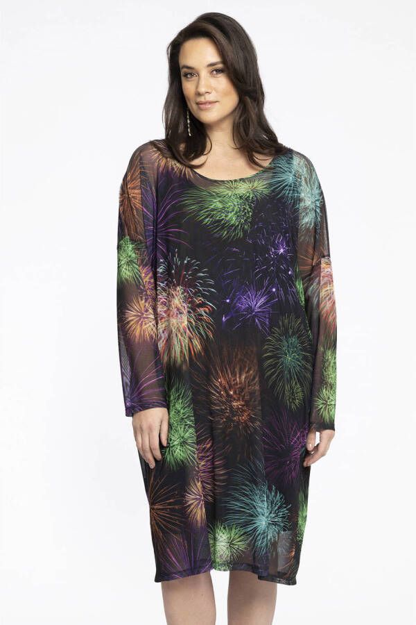 YOEK jurk met all over print zwart