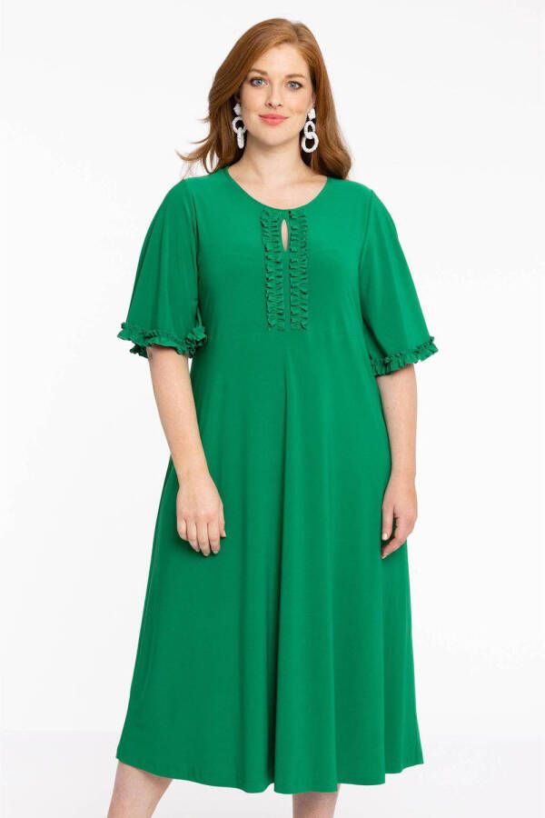 Yoek jurk van travelstof DOLCE groen