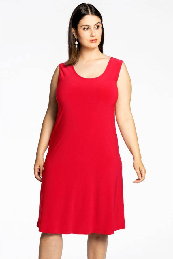 Yoek jurk van travelstof DOLCE rood