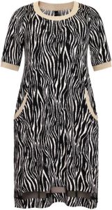 Yoek jurk ZEBRA van travelstof met zebraprint zwart wit goud