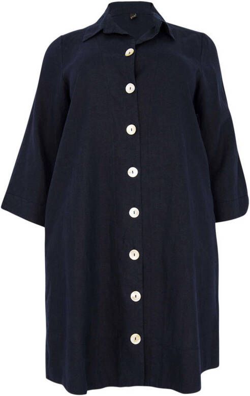 YOEK linnen blouse donkerblauw