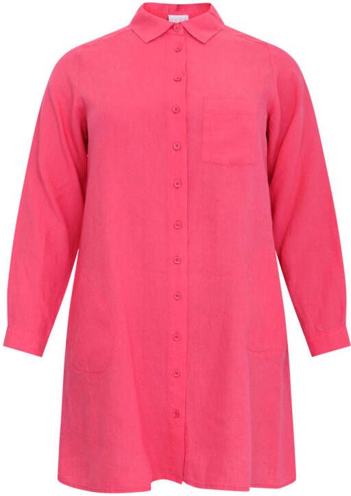 Yoek linnen blouse LINEN roze