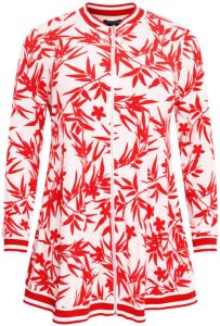 Yoek Loretta's Favourites gebloemde jas FIONA van travelstof met zijstreep wit rood