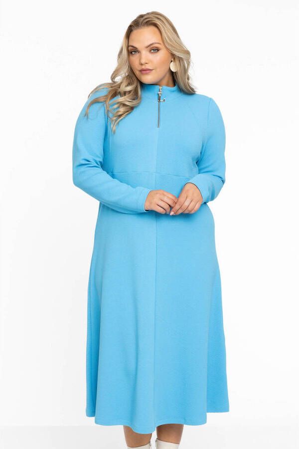 Yoek Loretta's Favourites midi-jurk van viscosemix lichtblauw