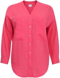 Yoek oversized blouse van linnen LINEN roze