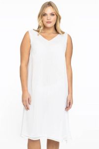 Yoek semi-transparante jurk VOILE van gerecycled polyester wit