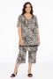 YOEK straight fit broek DOLCE van travelstof met zebraprint ecru zwart - Thumbnail 1
