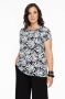 YOEK top DOLCE van travelstof met all over print zwart wit - Thumbnail 1