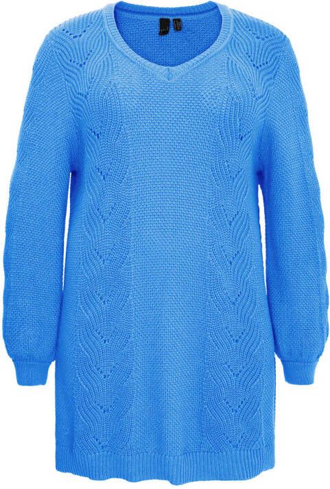 Yoek trui met katoen in textuur blauw