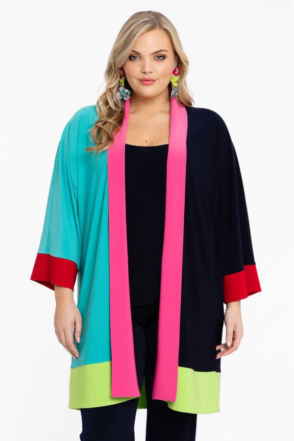 YOEK vest van travelstof donkerblauw multi