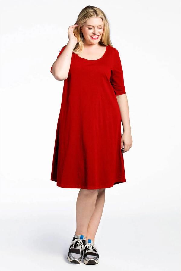 YOEK A-lijn jurk COTTON rood - Foto 2