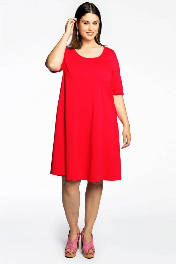 YOEK A-lijn jurk COTTON rood - Foto 3