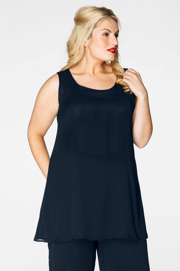 YOEK a-lijn top Plus Size blauw