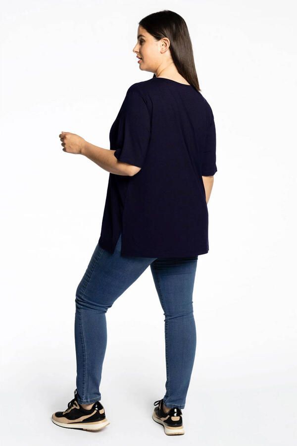 YOEK basic jersey A-lijn T-shirt VISCOSE donkerblauw
