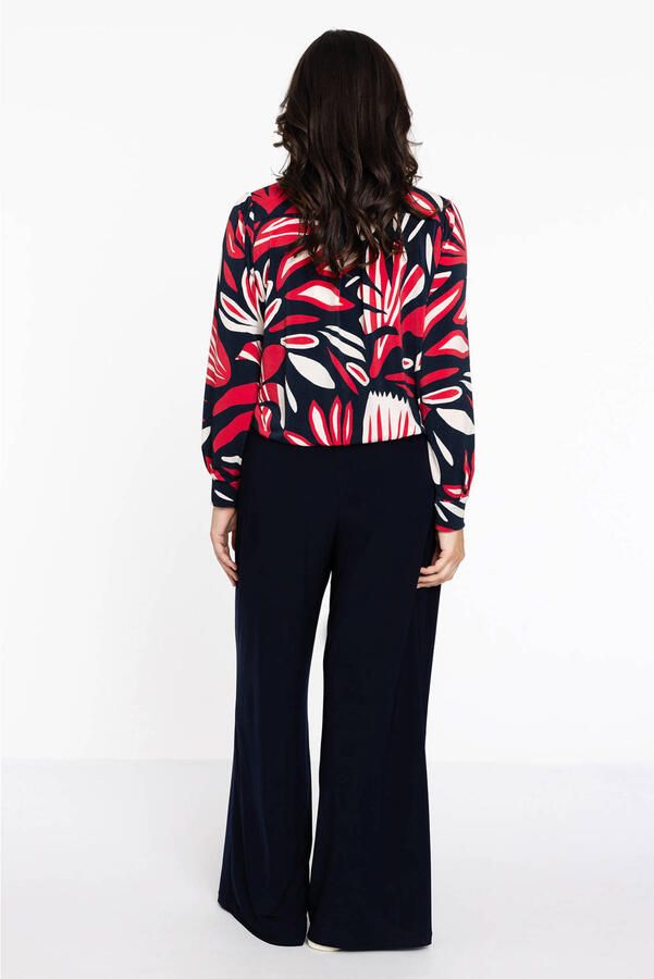 YOEK blouse DOLCE met all over print rood donkerblauw wit - Foto 2