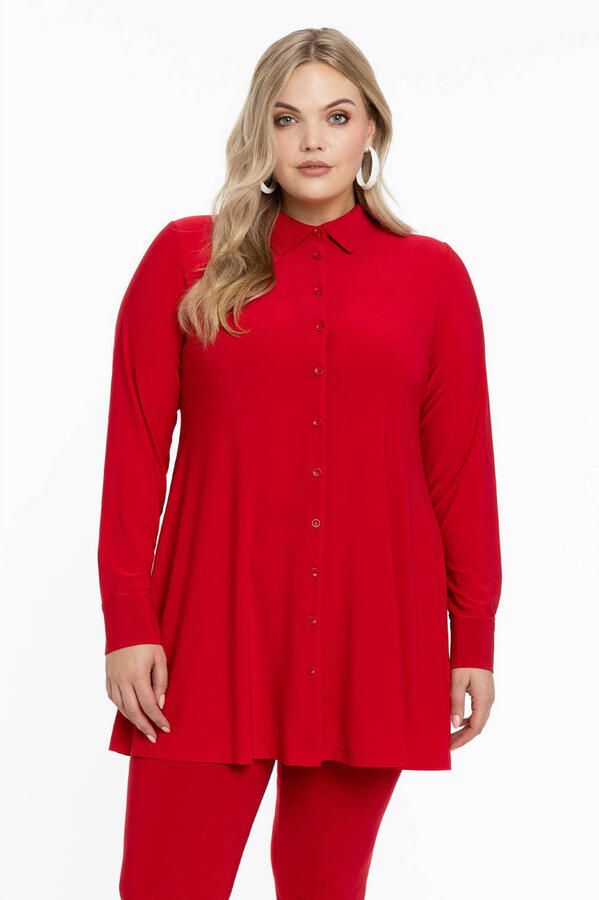 YOEK blouse DOLCE van travelstof rood - Foto 3