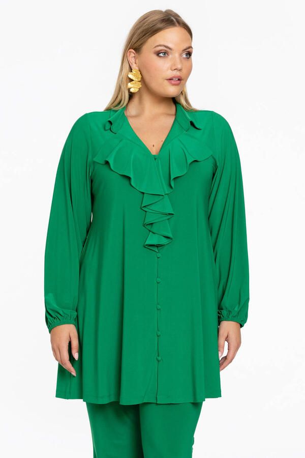 YOEK blouse met ruches groen - Foto 2