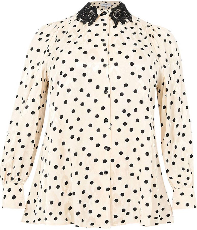 YOEK blouse met stippen beige