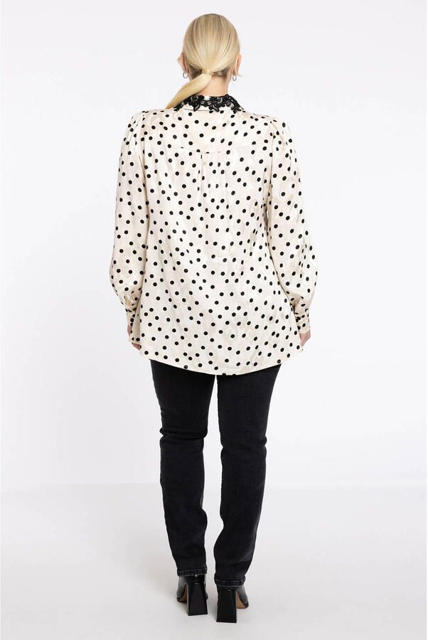YOEK blouse met stippen beige - Foto 3