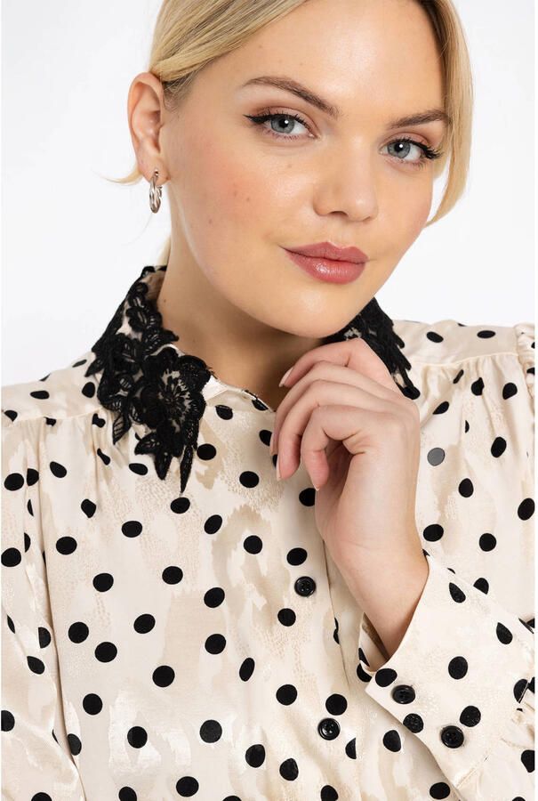 YOEK blouse met stippen beige - Foto 2