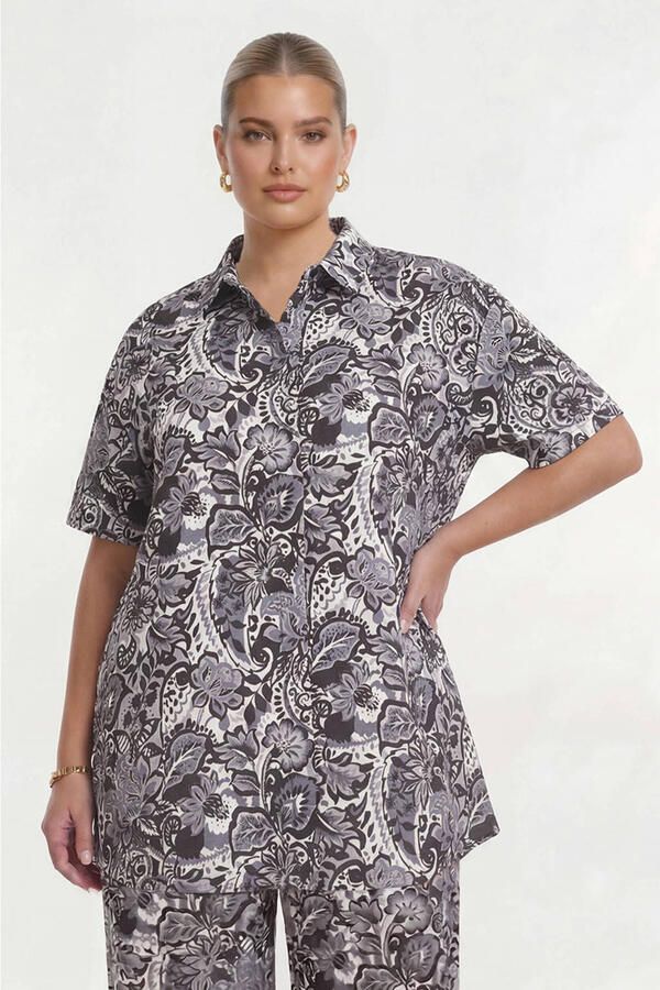 YOEK blouse Plus Size grijs