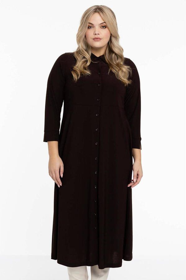 YOEK blousejurk DOLCE van travelstof bruin - Foto 2